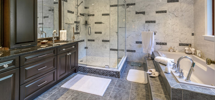 modern bathroom vanity and mirror remodel in Goodrich